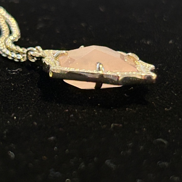 Kendra Scott Rose Quartz "Kacey" Long Pendant Necklace in Gold - Picture 5 of 9